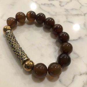 Beaded brown gold rhinestone bracelet